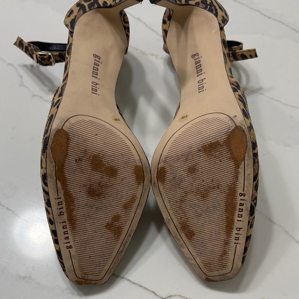Gianni Bini Leopard Suede Ankle Strap Pumps Heels 9.5 - Picture 11 of 13
